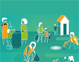 illustration personnages qui nettoient - Mairie de Faverges-Seythenex