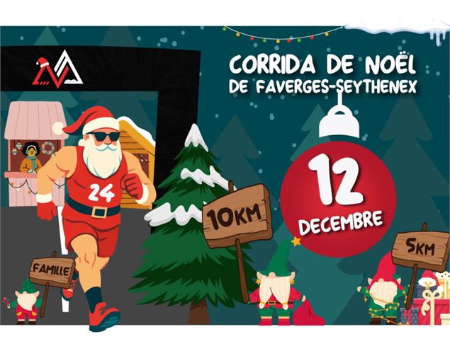 affiche illustrée père Noël coureur - Pauline et ses crayons