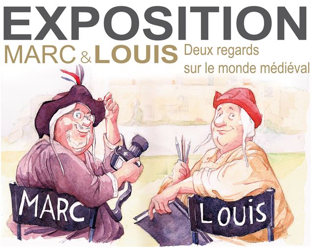 Aquarelle représentant les deux artistes - Louis Paquier