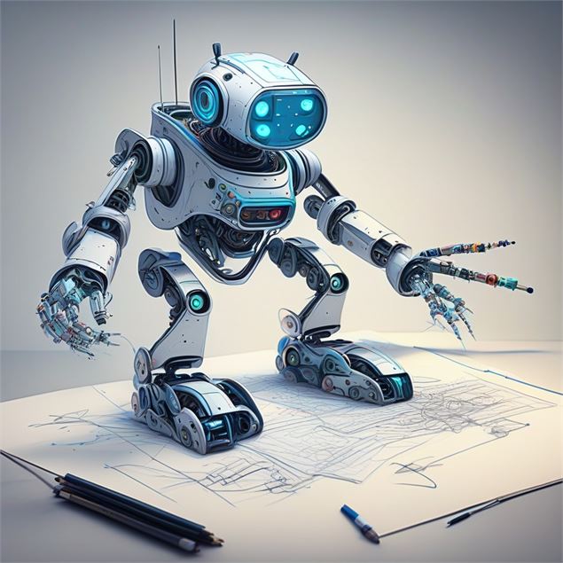 robot qui dessine - Vittascience généré par IA
