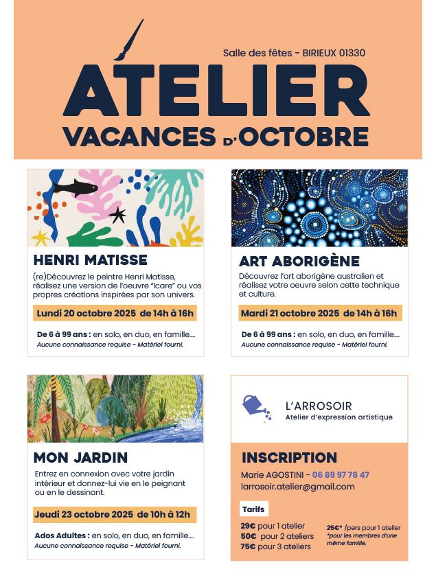 Ateliers octobre 2025 - @larrosoiratelier