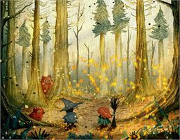 illustration sorcières et monstres mignons dans la forêt - Betidraws Pixabay