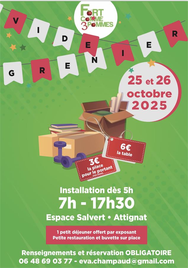 Affiche_Vide-greniers_Attignat - ©Association Fort comme 3 Pommes