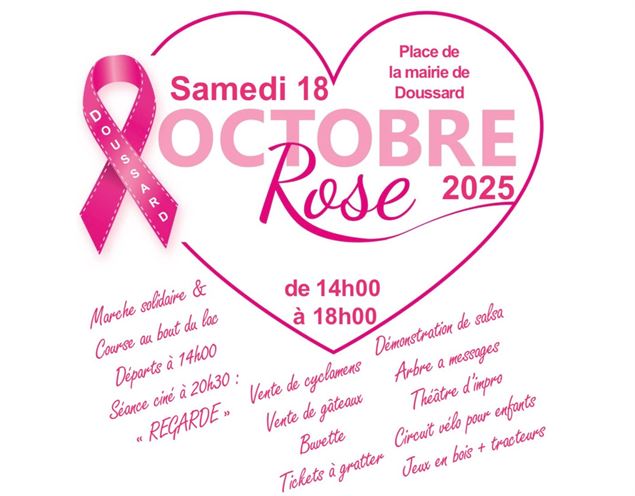 affiche octobre rose coeur et ruban - Comité des fêtes du Bout du lac