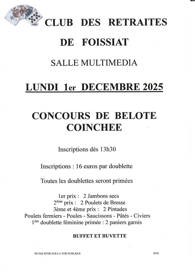 Concours de coinche du 01122025 - nous-mêmes