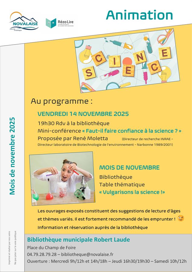 Mini-conférence « Faut-il faire confiance à la science ? » - Bibliothèque de Novalaise