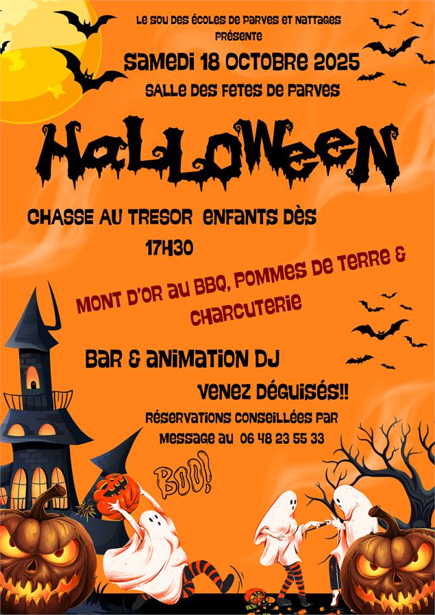 Chasse au trésor d'Halloween, repas et animation DJ_Parves et Nattages - Sou des Ecoles de Parves et