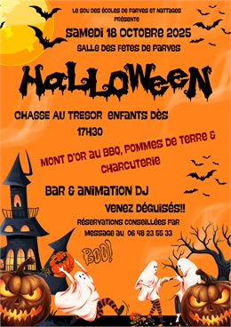 Chasse au trésor d'Halloween, repas et animation DJ_Parves et Nattages - Sou des Ecoles de Parves et