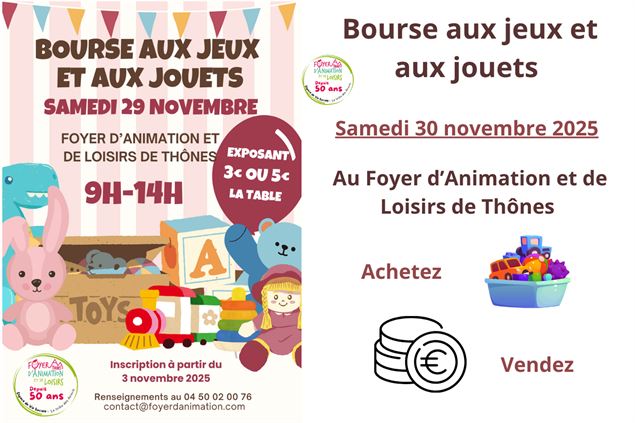 Bourse aux jeux et aux jouets_Thônes - Foyer Animation Thônes