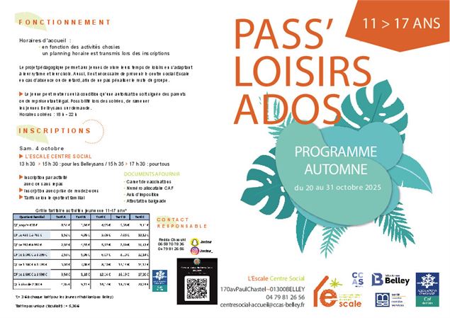 Pass'Loisirs Ados pour les 11 - 17 ans_Belley - L'Escale