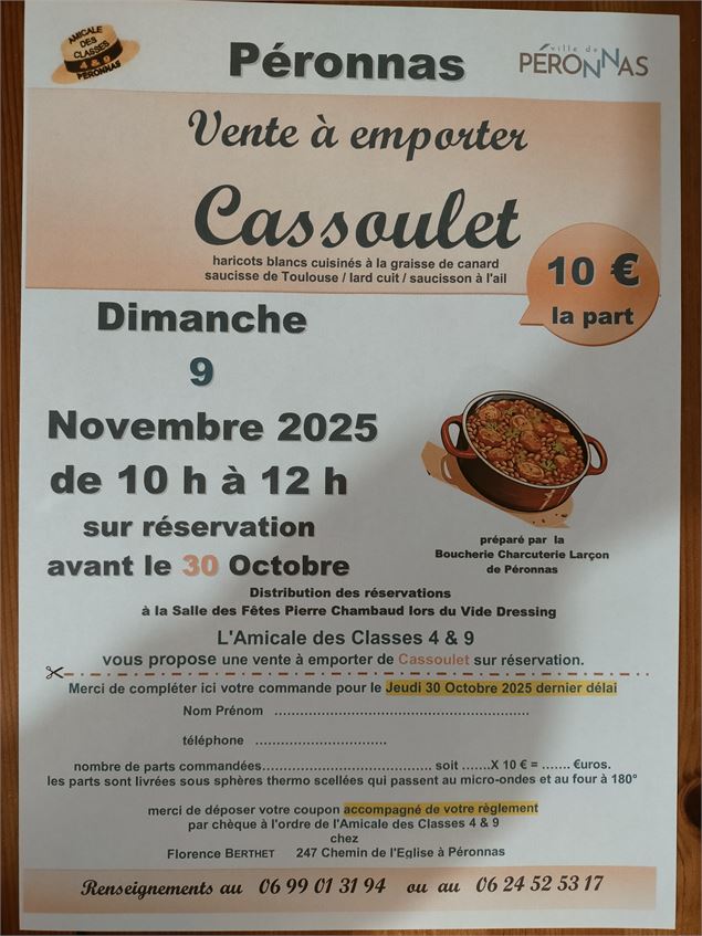 Vente à emporter : Cassoulet