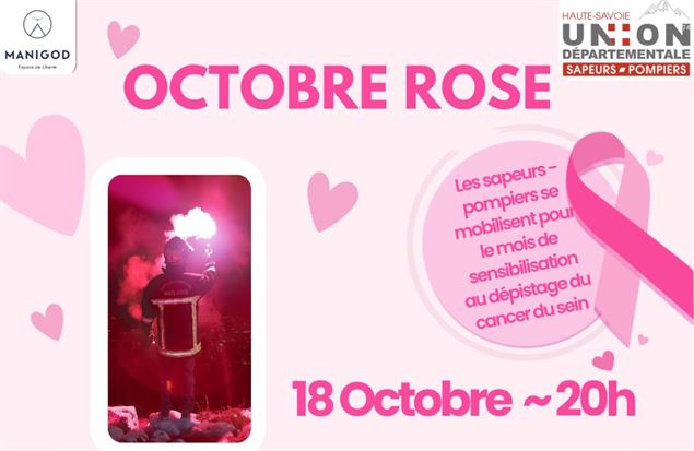 Illuminations des sommets - Octobre Rose_Manigod - Sapeurs pompiers de Manigod