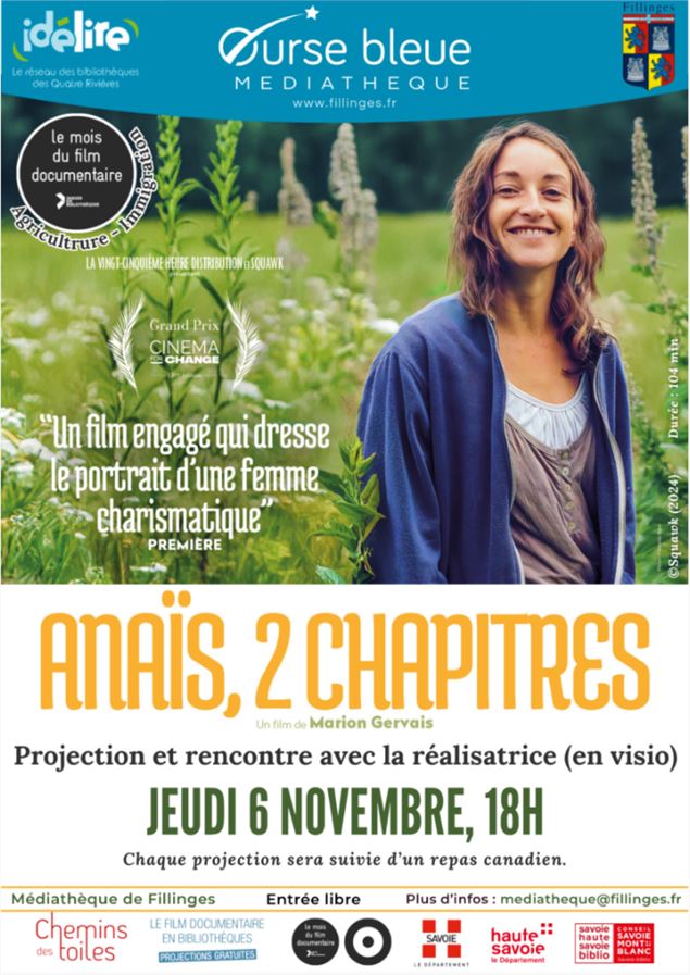Projection à la médiathèque de Fillinges : Anaïs, 2 chapitres_Fillinges - Service communication Mair