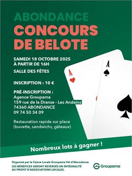 Affiche concours de belotte - Caisse Locale Groupama Val d'Abondance.