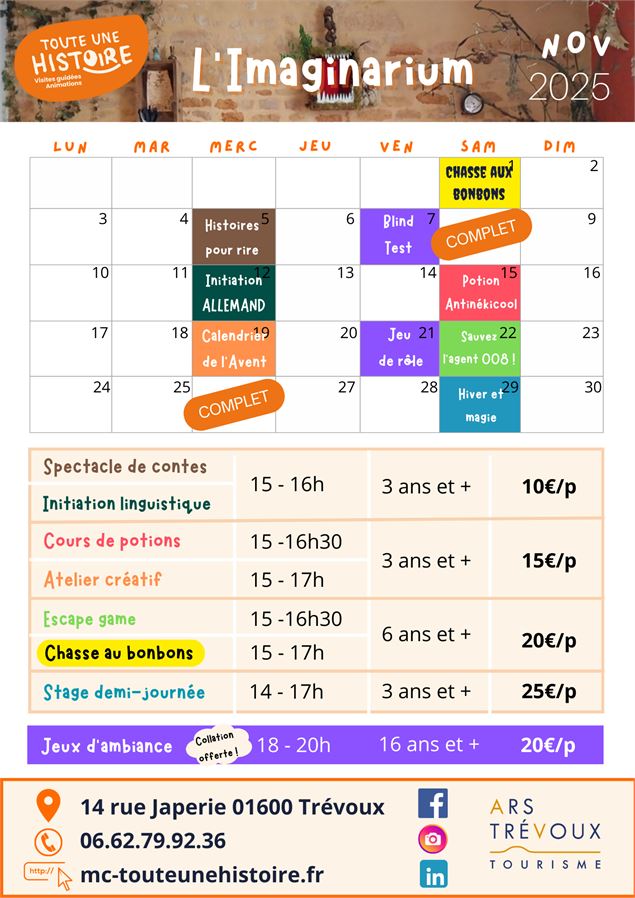 Animations à l'Imaginarium en novembre_Trévoux