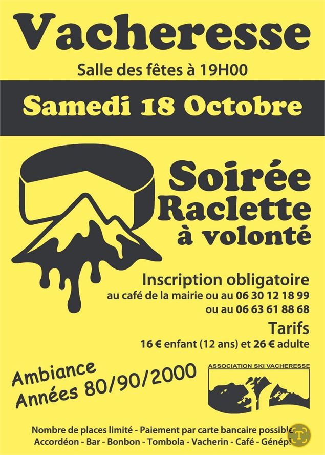 Affiche soirée raclette - Association Ski Vacheresse