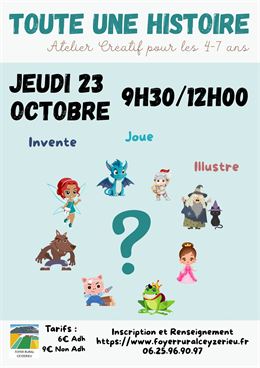 "Toute une histoire" - Atelier créatif pour les 4-7 ans_Ceyzérieu - Foyer rural créatif de Ceyzérieu