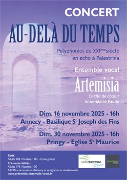 Concert : Au delà du temps par l'ensemble vocal Artemisia_Annecy - Artemisia