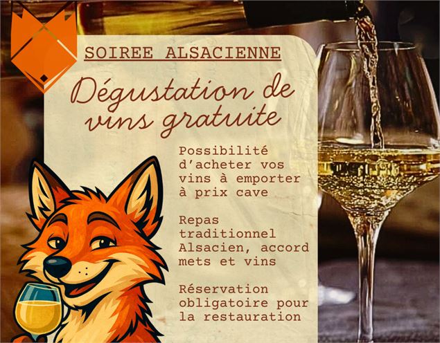 affiche renard illustré ia et photo bouteille et verre de vin - Le 4.47 / IA