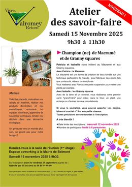 Atelier des savoir-faire : devenir les champions (es) du macramé et de granny squares_Valromey-sur-S