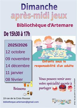 Après-midi jeux du dimanche à la bibliothèque_Artemare - Bibliothèque d'Artemare