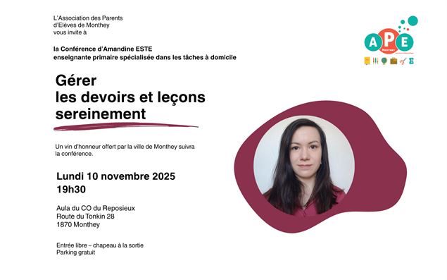 Gérer les devoirs et leçons sereinement_Monthey - Association des Parents d'Elèves de Monthey