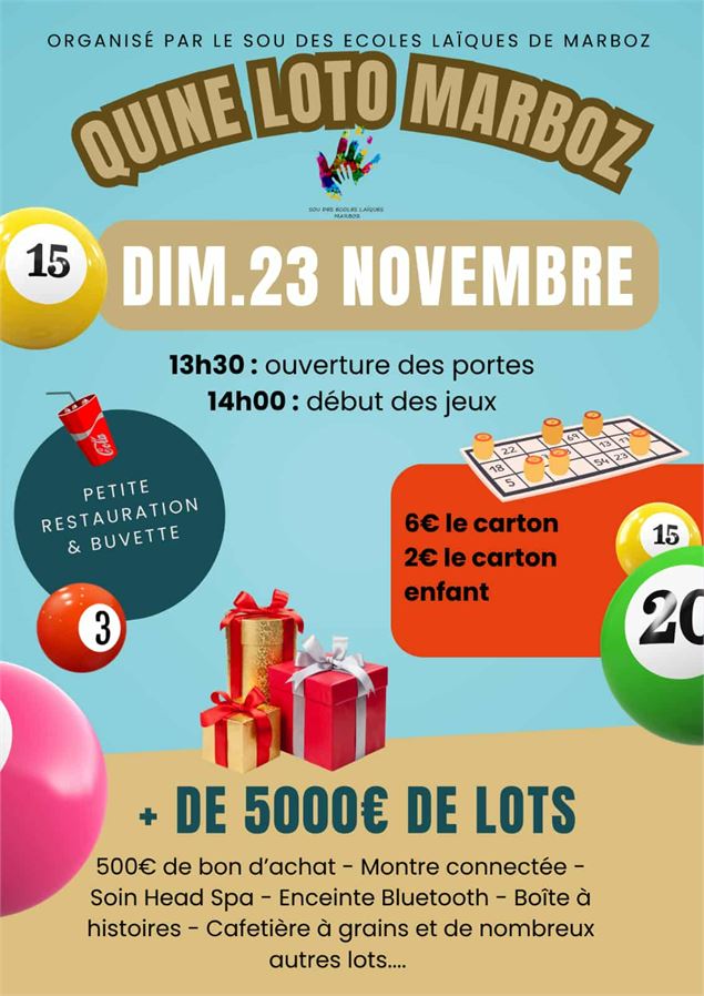 Quine Loto - MARBOZ - Sou des Ecoles Marboz