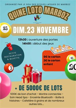 Quine Loto - MARBOZ - Sou des Ecoles Marboz
