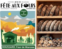 affiche illustrée fête de village et photos de pain - PNR et pixabay wal_172619