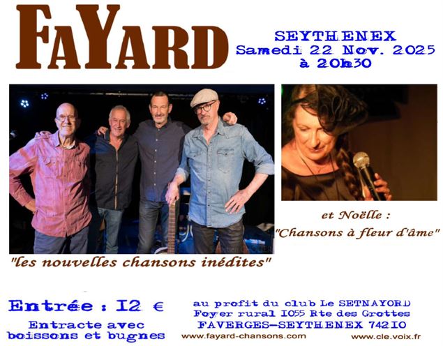 photos 4 hommes du groupe Fayard et chanteuse Noëlle - Fayard et Noëlle