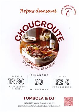 Repas dansant "choucroute" - 'Amicale des Donneurs de Sang_Miribel
