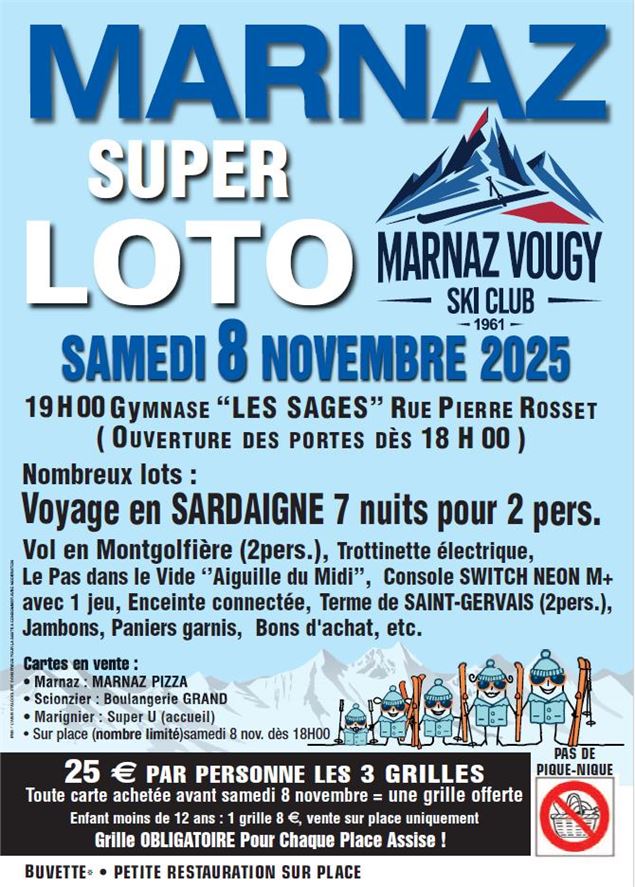 Affiche super loto ski club Marnaz-Vougy - Super loto ski club Marnaz-Vougy