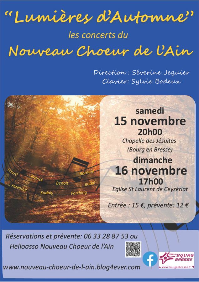 Lumières d'automne : concert du Nouveau Choeur de l'Ain - Jean-Bernard Bourillon 
