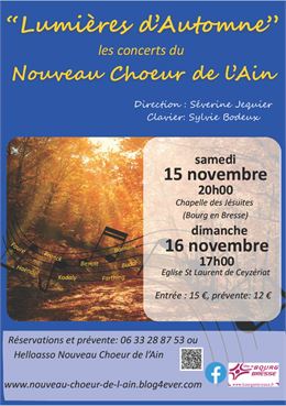 Lumières d'automne : concert du Nouveau Choeur de l'Ain - Jean-Bernard Bourillon 