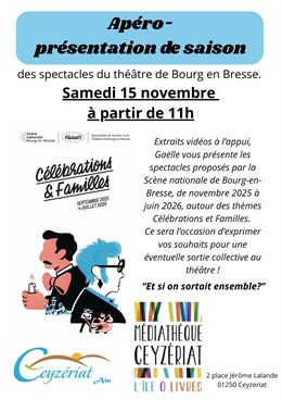 Apéro-présentation de saison du théâtre de Bourg-en-Bresse - mediatheque