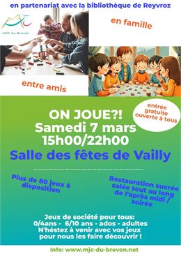 Soirée On Joue ?!_Lullin - MJC du Brevon