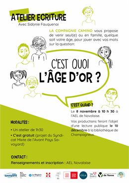 flyer atelier écriture C'est quoi l'age d'or? - Lise Haudebourg