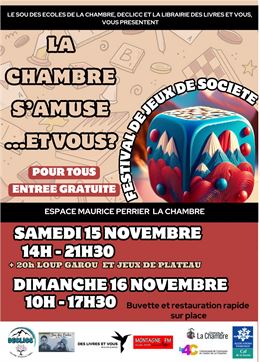 Salon du Jeu La Chambre 15 / 16 nov 2025 - Sou des écoles La Chambre