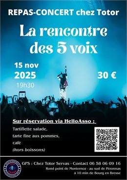 Repas-Concert : La rencontre des 5 voix - cheztotorservas