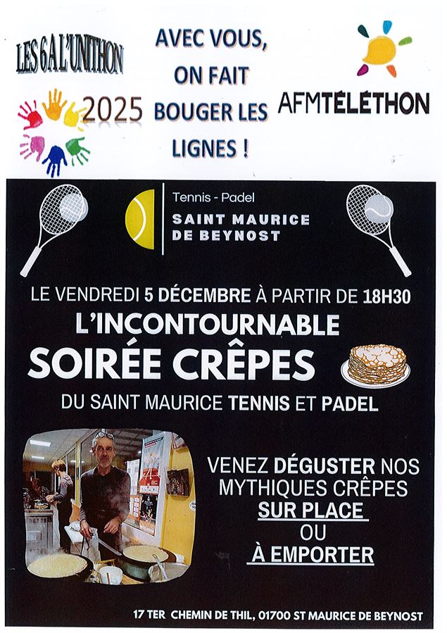 Téléthon : l'incontournable soirée crêpes - Tennis Club_Saint-Maurice-de-Beynost