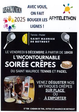 Téléthon : l'incontournable soirée crêpes - Tennis Club_Saint-Maurice-de-Beynost