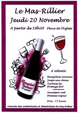 Le Beaujolais* Nouveau est au Mas Rillier ! - Amicale des Combattants et Démobilisés du Mas-Rillier