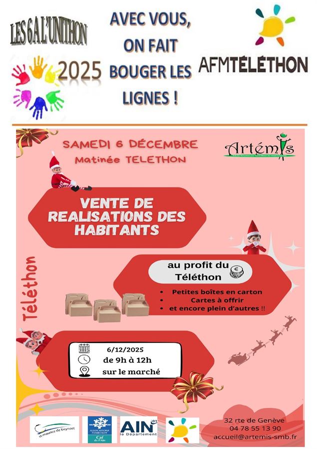 Le Téléthon : Vente de réalisation des habitants - Artemis