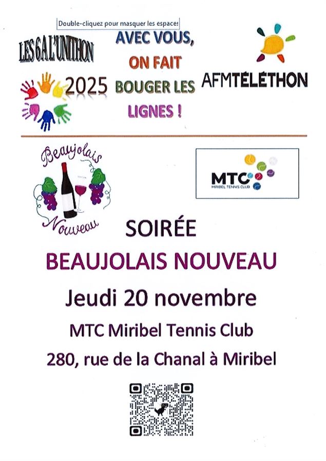 Le Téléthon: soirée Beaujolais Nouveau* - MTC