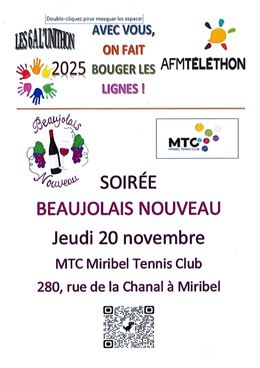 Le Téléthon: soirée Beaujolais Nouveau* - MTC