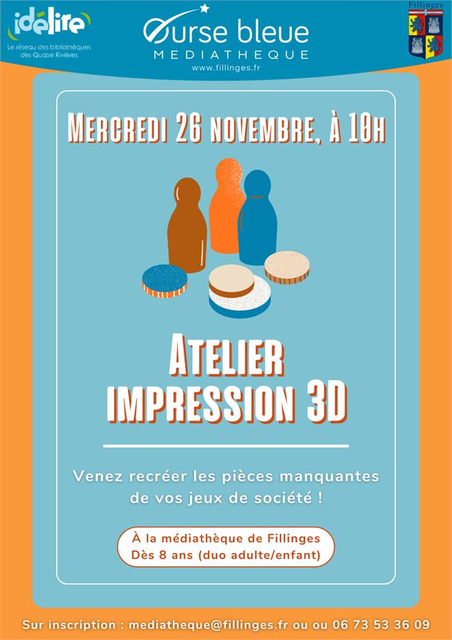 Atelier impression 3D : recrée des pièces manquantes de jeux de société_Fillinges - Service communic