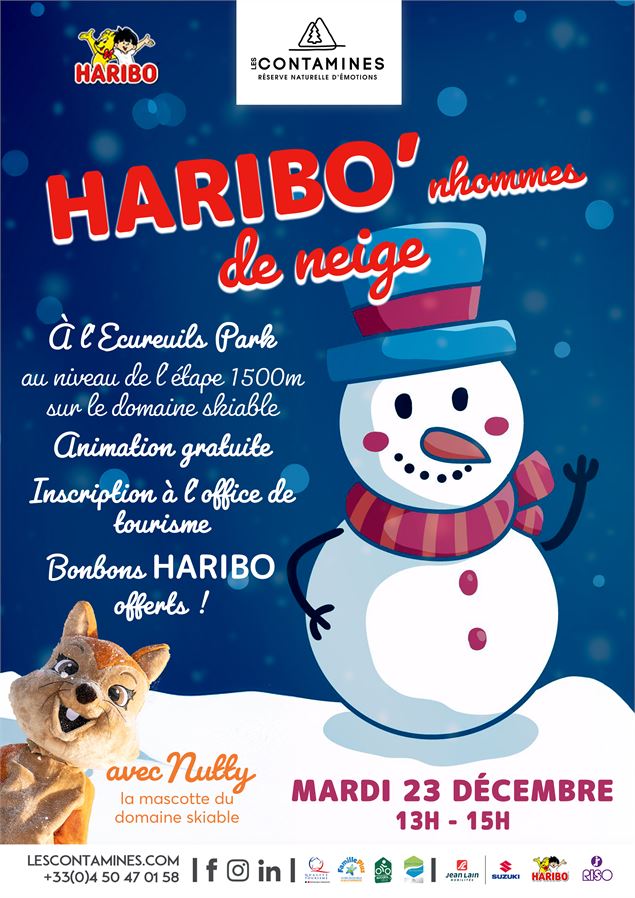 HARIBO'nhommes de neige avec Nutty à l'Ecureuil Park_Les Contamines-Montjoie