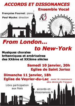 Concert : "From London to New-York" - Musiques chorales britanniques et américaines des XXe et XXIe 