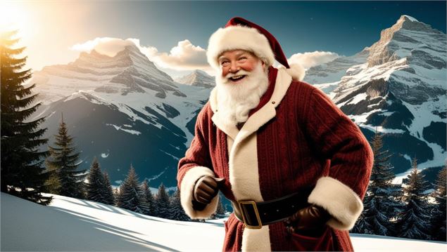 Le Père-Noël en montagne - Canva IA