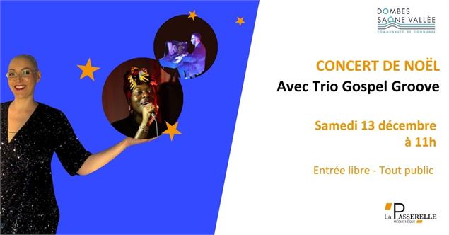Concert de Noël avec Trio Gospel Groove - La Passerelle Médiathèque